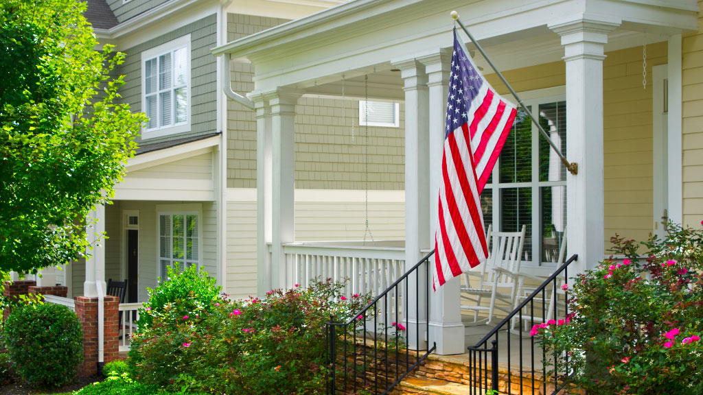 American flag on a home