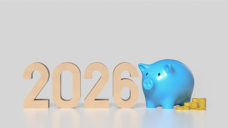 2026 with a piggy bank and coins