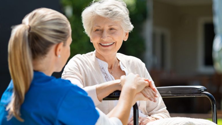 Caregiver with woman