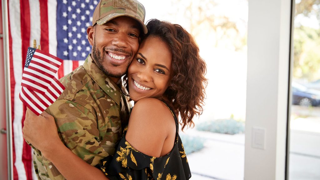 American soldier with spouse