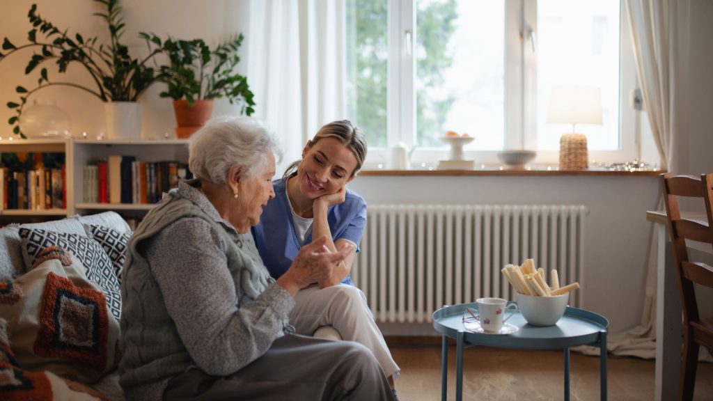 Senior woman with caregiver