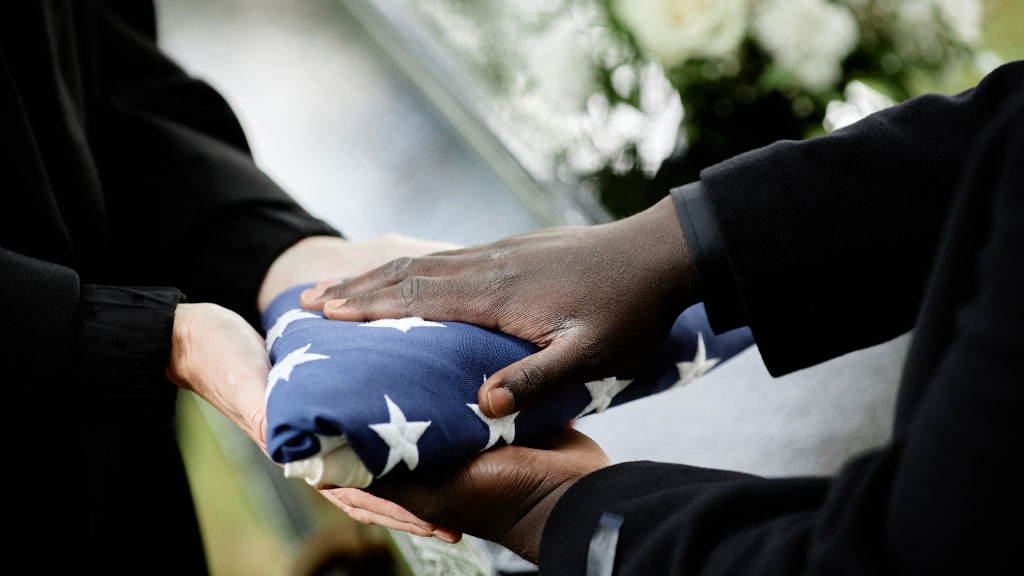 Widow with American flag