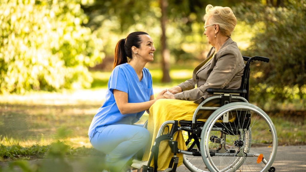 Woman with caregiver