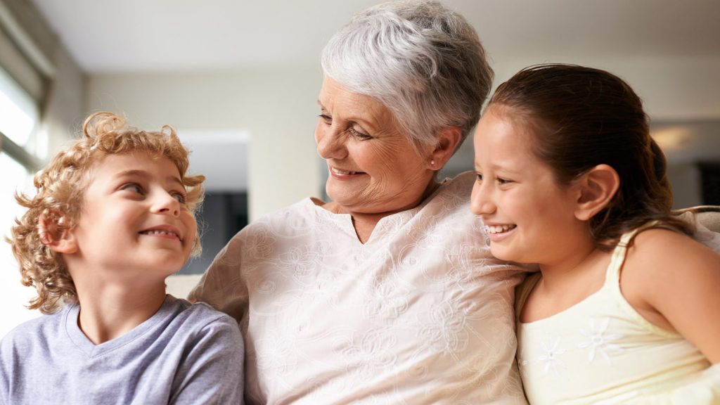 Widow with her grand kids