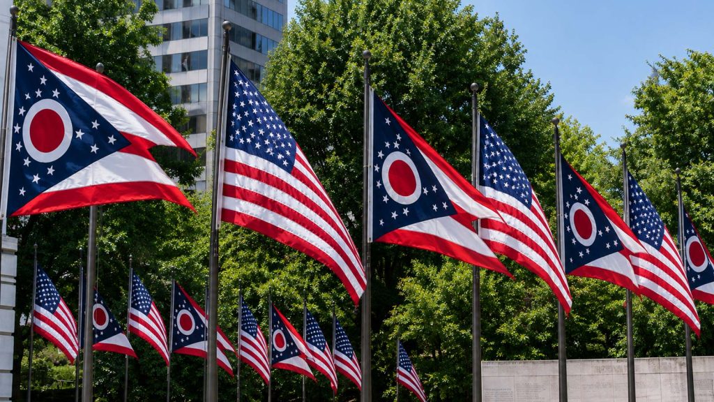 Ohio & American flags