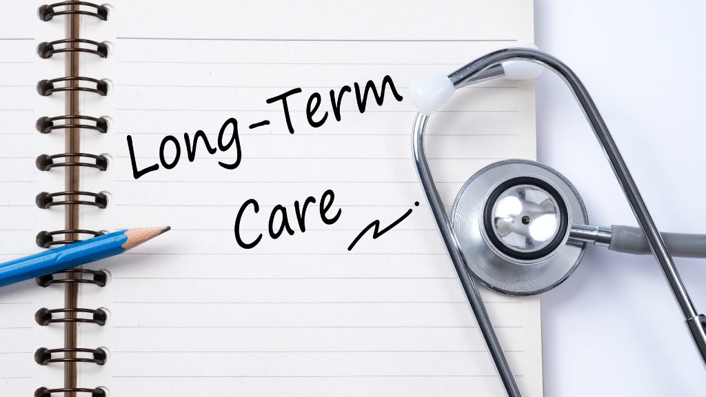 Long-term care book and stethoscope